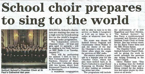 all helped to develop the Chapel Choir s outstanding reputation.