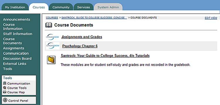 Student Pages Overview Student Pages Overview To access CengageNOW assignments and course content through Blackboard, each student must have a Blackboard account, be enrolled in your Blackboard
