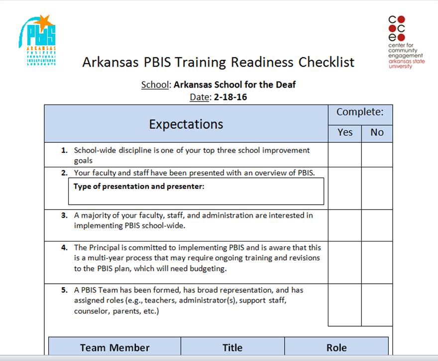 PBIS Readiness Checklist