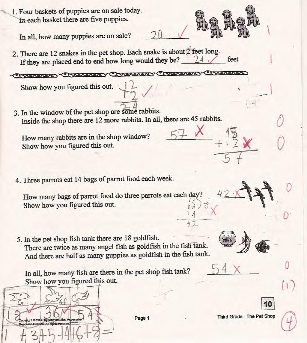 Student K makes some of the most common mistakes for this task. Notice that in part 3 and part 4 the student chooses the incorrect operation.