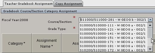 Verify Assignments Review classes in Course/Section menu to