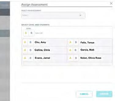 This opens the Assign Assessment window. Select the assessment from the pull-down menu at the top of the window.