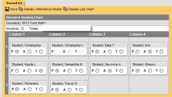 Seating Chart Attendance View: Editing Attendance Teachers can only edit attendance up to the point that the office processes it. (The time of day will vary by schools.