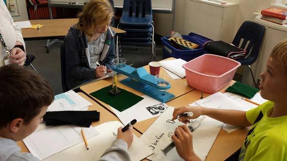 Students worked through science investigations to gain an understanding of mass and volume and then applied their mathematical knowledge of graphing independent and dependent variables, ratios and