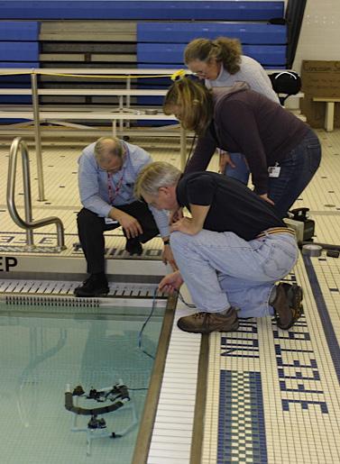 6 GST Extended Day Engineering launched Teachers test their ROV during a professional development session.