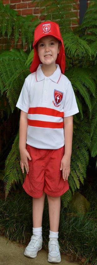 PREP (Pre-Kindergarten) SUMMER UNIFORM Girls and Boys: Red shorts, polo shirt with crest, white