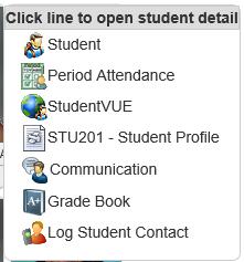 REPORTS ARE NOT AVAILABLE FOR STUDENT NOTES AND CONTACT LOGS This is an example of the STUDENT option from the