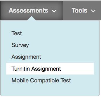 In a content area like Course Materials select Turnitin Assignment using the Assessments drop