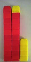 S: 16. T: What is the number sentence to add these red and yellow cubes? S: 14 + 2 = 16. T: (Record on the chart. Add another red ten-stick, showing 24 + 2.) How many linking cubes are there now?