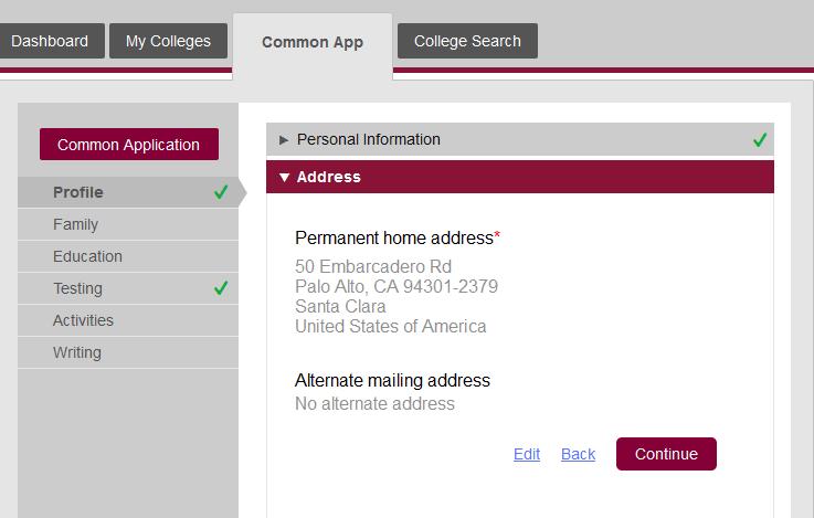 every college you apply to using the Common App.