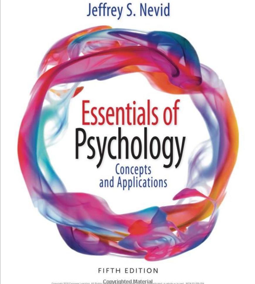 Fall Semester 2017; Course: PSYC 2301-11; Instructor: Dr. R. Charak SECTION 1 Textbook and Resource Material 1. The textbook we will be using is: Ø Nevid, J. S (2016).