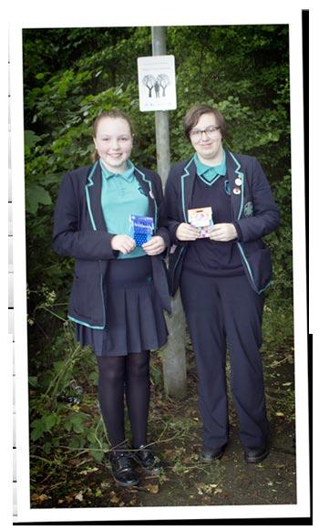 Year 9 students Sam and Abi both designed the winning safety sign which has now been fitted at Sandrock Pathway between Sandrock House and St Helens Church on The Ridge.