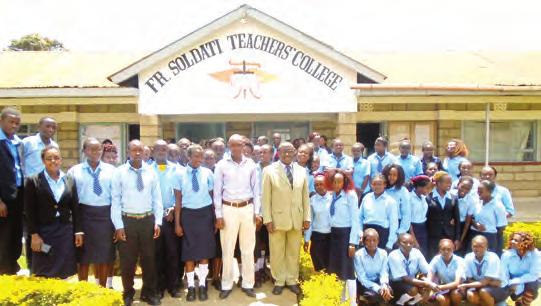 Soldati Teachers College students led by the college Registrar, Lewis Gituma (in yellow suit & specs) and one of the tutors.