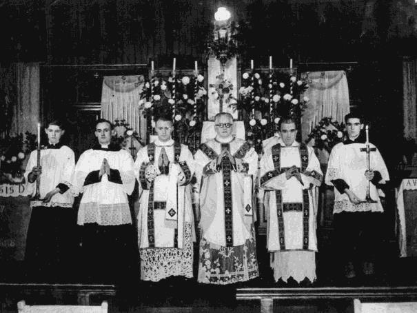 Belsfield School Hall/Church - Fr Conlon s Silver Jubilee 1947 Fr. Patrick Ryan, Fr. Thomas Kerrigan, Fr. Malachy Conlon, Fr.