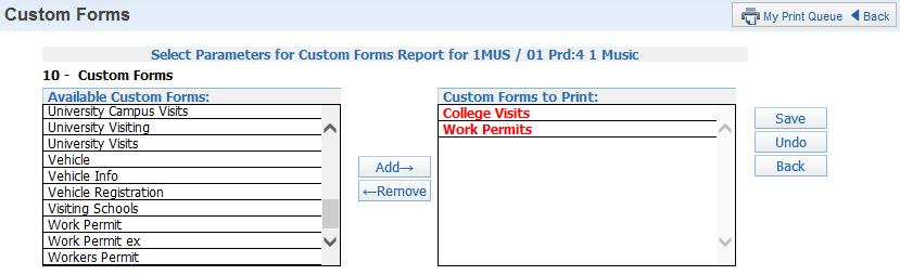 Custom Forms Report The Custom Forms Report allows you to print information entered on Customs Forms.