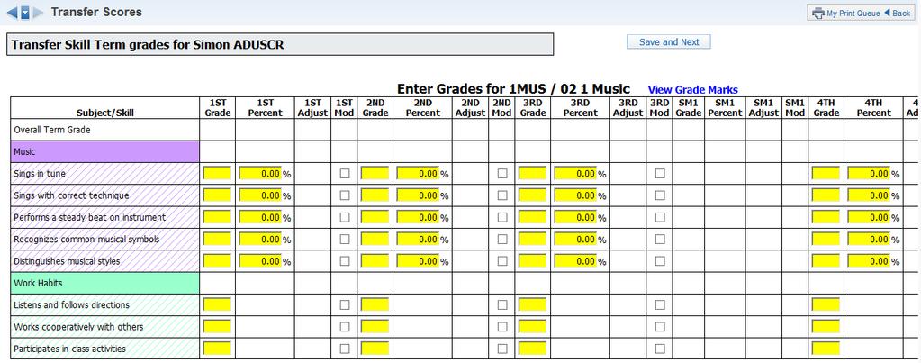 Option #3 Manually Enter Term Scores Manually Enter Term Scores allows you to enter term grades for previously-closed grading periods.