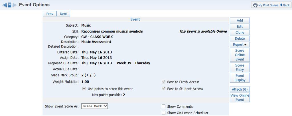 Scoring an Online Event Click the Event Header on the Gradebook Main screen.