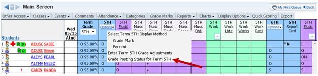 After all changes have been made, complete the grade change request by selecting Grade Posting Status for Term XX in