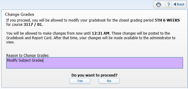 You can then select Change Grades.