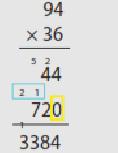 5.NBT5 Fluently multiply multi-digit whole numbers using the standard algorithm Digits that represent newly composed tens and hundreds are written below the line instead of above 94.