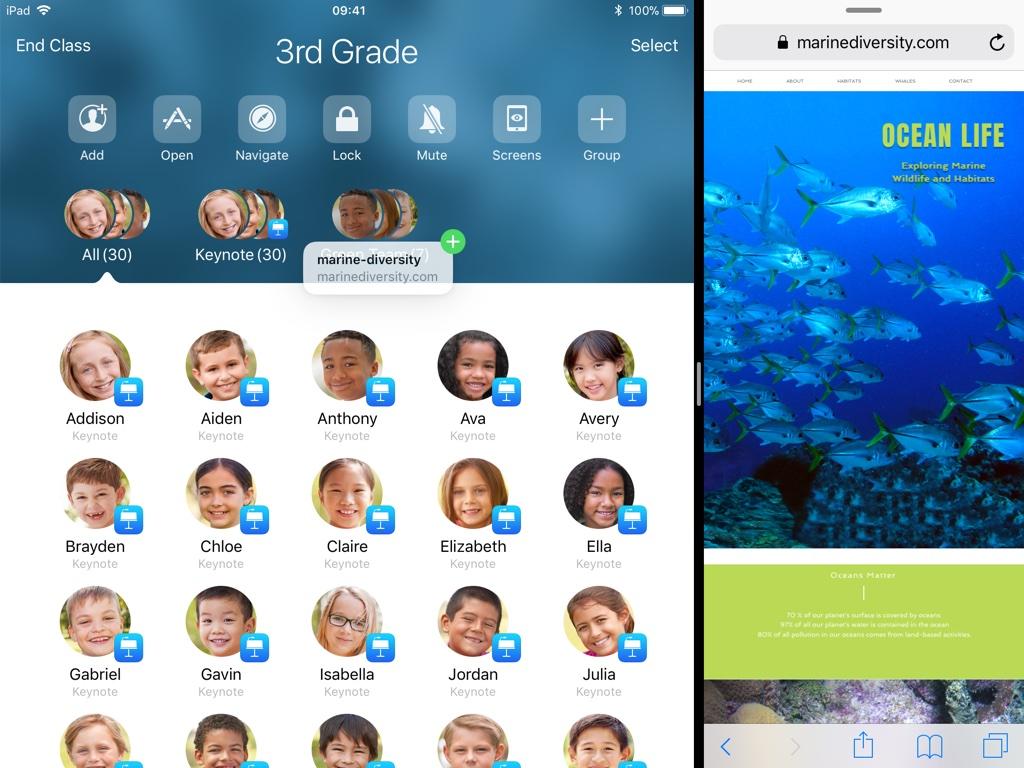 Or open any app side-by-side with Classroom to drag and drop files or URLs to students.