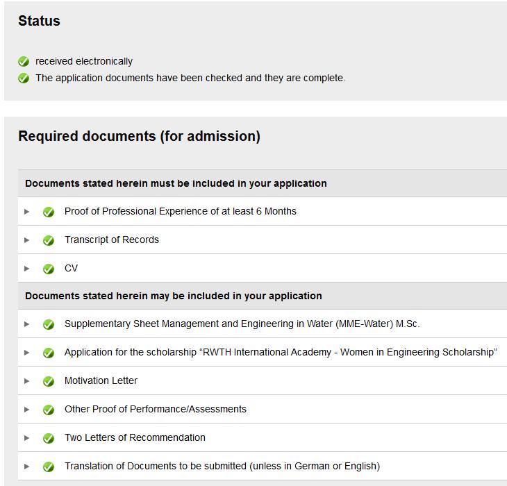 Documentation completed Once all required documents are checked successfully for