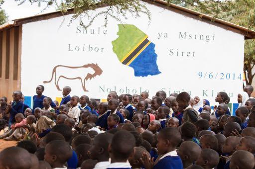 Caption: Student assembly at Loibor Siret Primary School in Tanzania.
