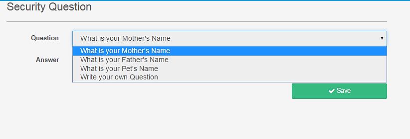 password, on the left panel, click Security Question Select an