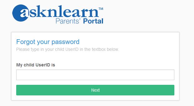 Retrieving your Password 2. Enter your child s User ID 3. Click Next 4.