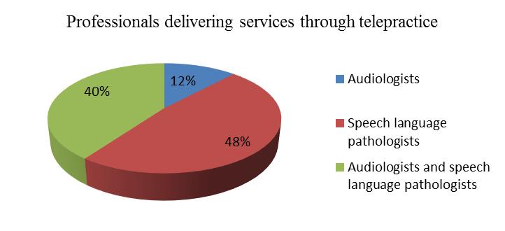 Among the professionals, 48% (N=83)) were speechlanguage pathologists; 18.04% (N=37) were audiologists and 41.46% (N= 85) were speech-language pathologists and audiologists.