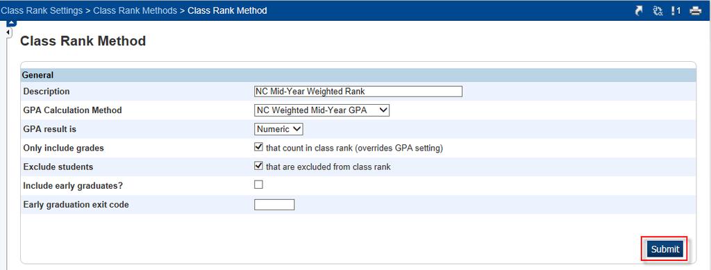 6. Once the class Rank method has been created, return to the Class Rank Settings page and click on Recalculation Frequency. 7.