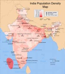 Demographics of India Map showing the population density of each district in India.