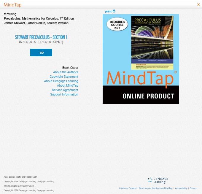 Splash Page When you first open your MindTap course, you will see the splash page (or cover page) for the course.