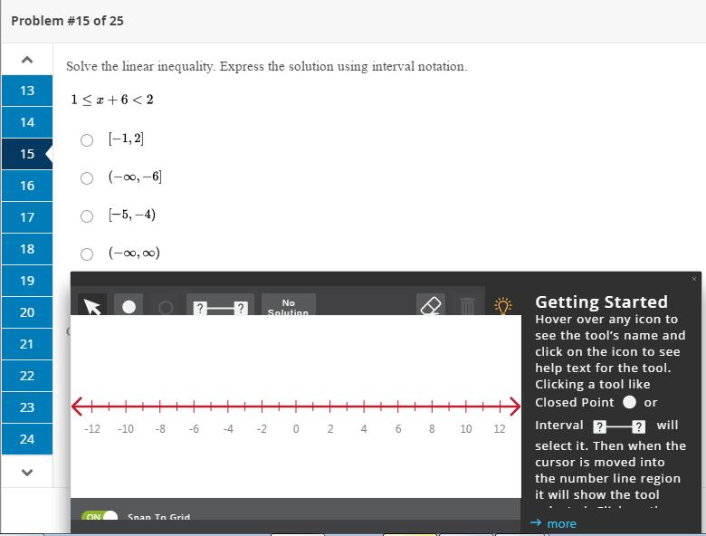 7 To answer graph questions, click in the box: The graphing tool displays: