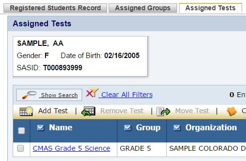 select the Assigned Tests tab. 5.