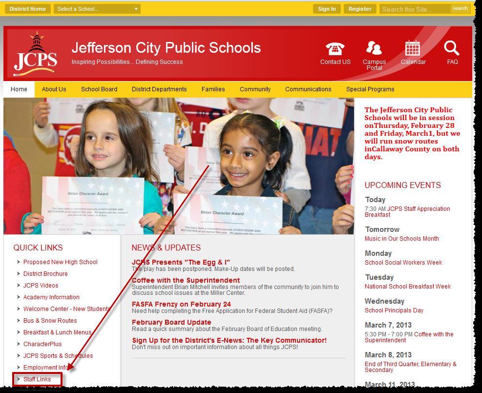 Click on the Infinite Campus button on the left side of the screen. JCPS Internet: www.