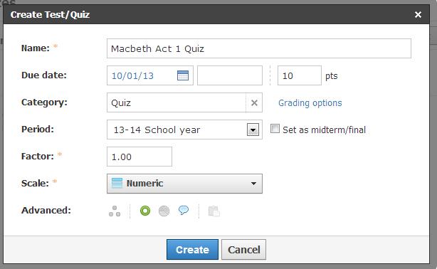 P a g e 11 Return the annotated/graded assignment to the student just by clicking Save Changes. Creating Tests/Quizzes - create online Tests/Quizzes for students to take on Schoology.