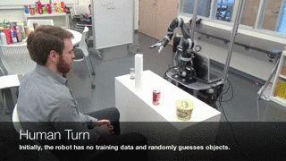 Robot makes guesses until human