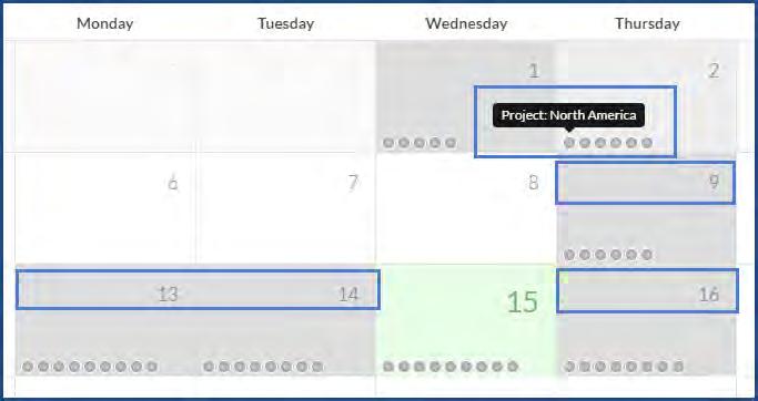 View your monthly calendar If you put your mouse over any day in the monthly calendar, the View Week indicator