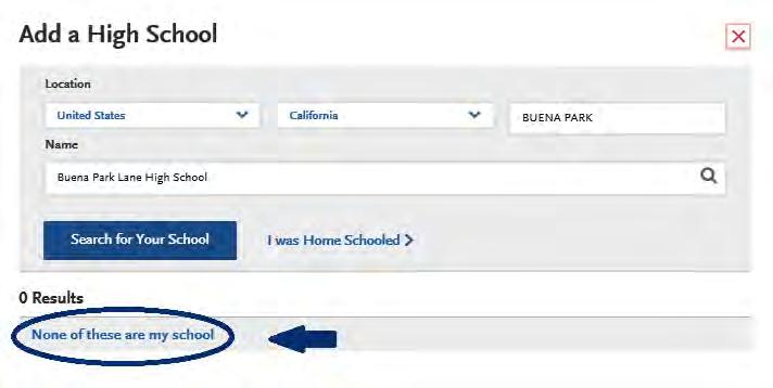 option for you to select. If your high school appears in the results provided, click on This is My School.