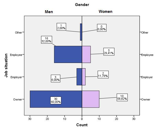 (Distribution of job situation by gender)  