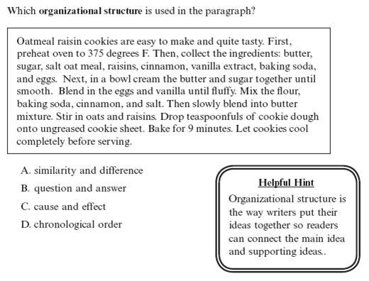 CRCT-M Read-Aloud Example 2: This item should be read as: Which organizational structure is used in the paragraph?