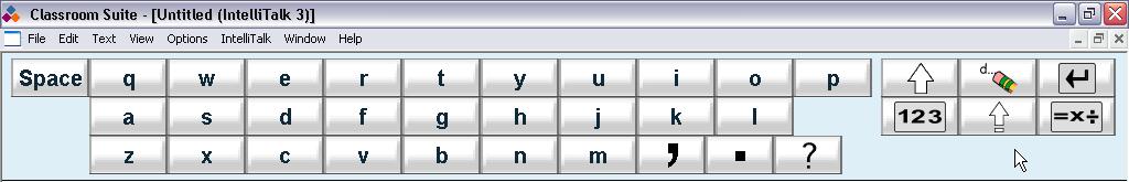View Basic Typist Toolbar This keyboard is for use by students who are younger, have cognitively issues, or who require a less complicated set of