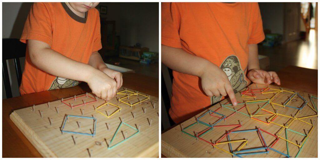 Homemade Geoboard Materials Needed Wooden board ($2) 1 Nails ($5) Rubber bands ($1) Ruler ($1) Pencil ($1) Activity Step 1: Doesn't matter how big the board is any size Step 2: Use ruler to measure