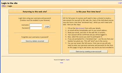com/moodle), and you will see the class screen: To log in, click on login in the upper-right corner, or click on your class