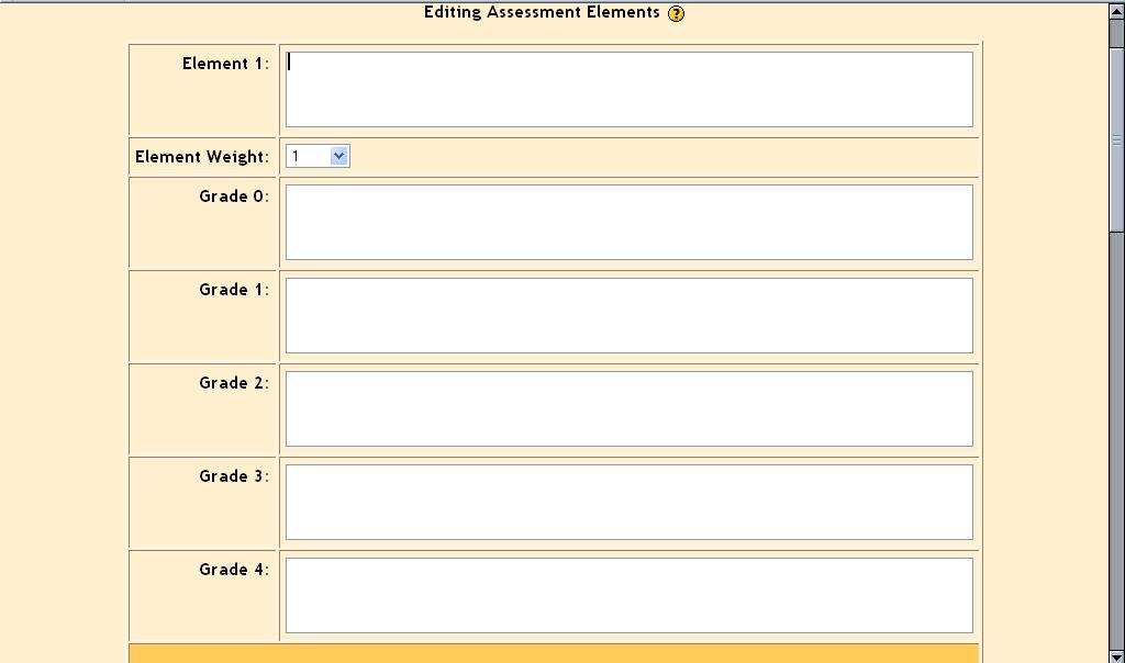 The difference with the Rubric is that it allows a statement for multiple elements, so a project might have 5 elements to it, each of which has statements to be matched to the project.