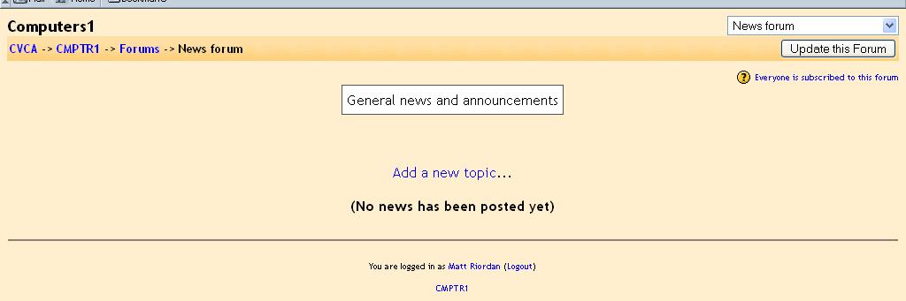 Before we Add a new topic, I want to point out the link in the upper right. By default, Everyone is subscribed to this forum.