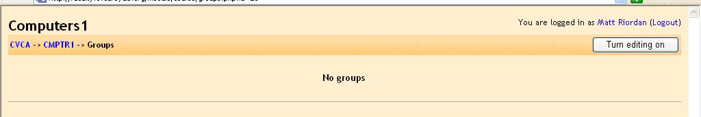 To modify your groups, click on Turn editing on.