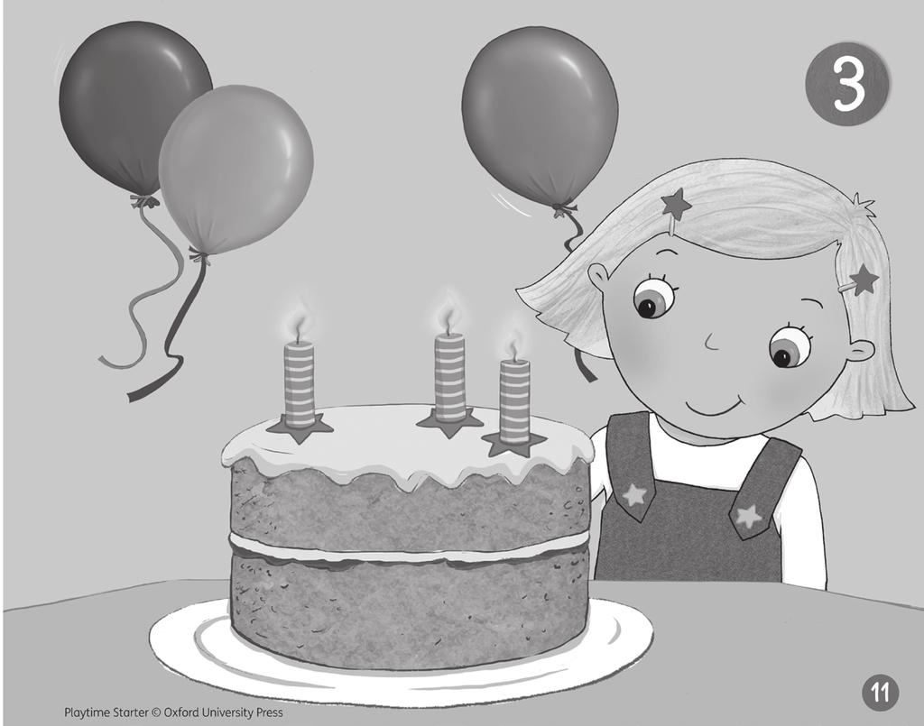 3 The blue balloon Lección Lesson 1 Lenguaje Language Nuevo: New: Rocket, grapes, juice, Star, ice Monkey cream, cake hello, balloonbye bye up, down Material: Happy Birthday!