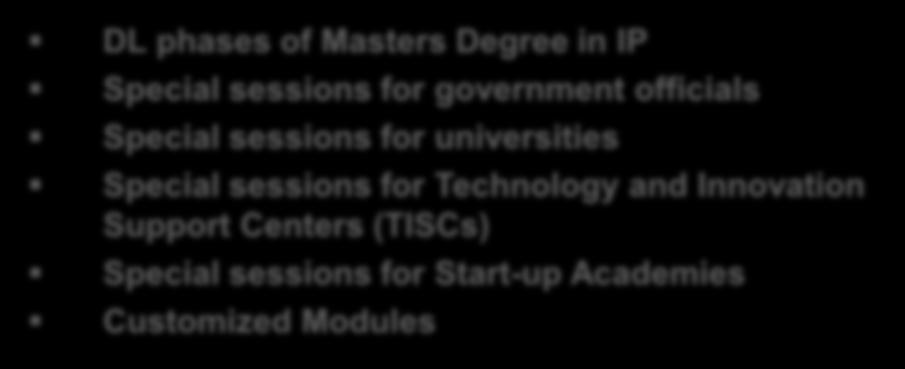 universities Special sessions for Technology and Innovation Support Centers (TISCs) Special sessions for Start-up